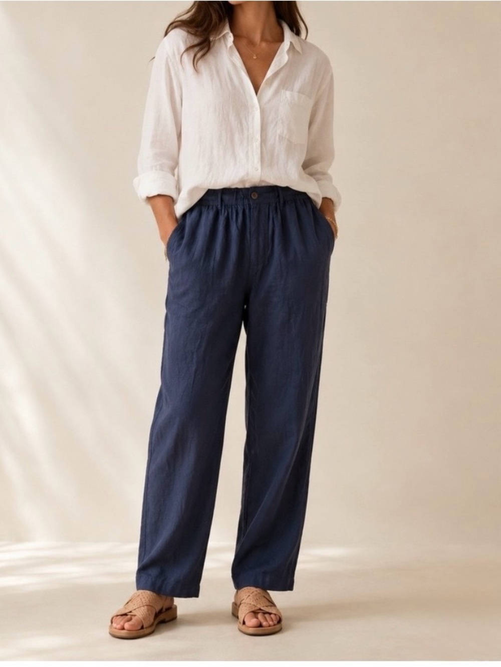 Quince 100% Linen Navy Pants Size XL